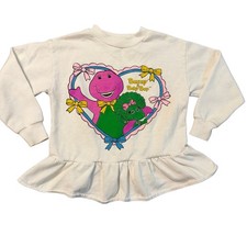 Vintage Girls Barney  Baby Bop Long Sleeve Shirt Toddler 3T - 4T