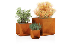 Corten Steel Planter Set Rust Effect Garden Decor Industrial Modern
