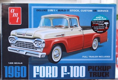 AMT 1407 1960 Ford F 100 Pickup Truck w. Trailer 1:25 Bausatz neu 2024
