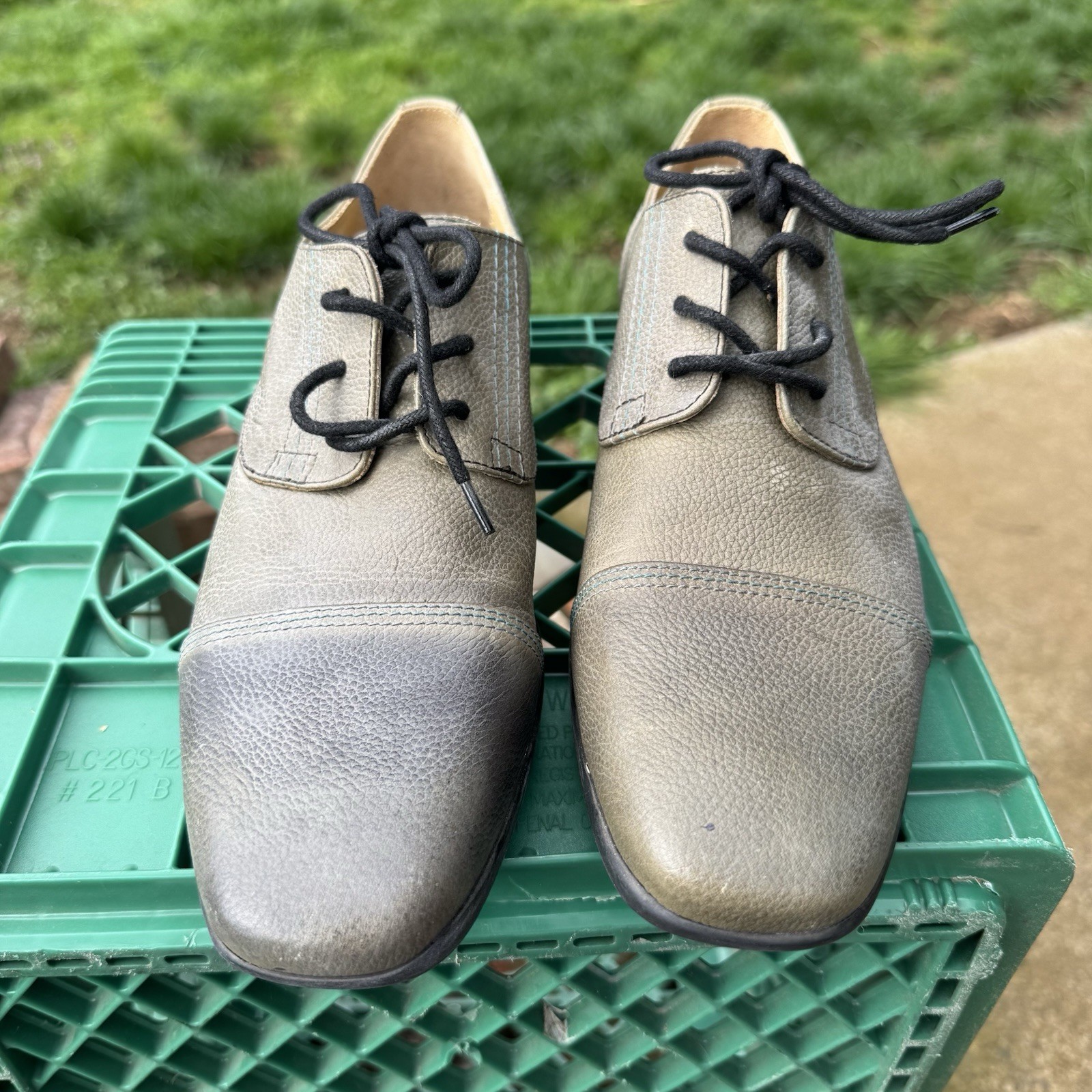 SAOLA JOHN FLUEVOG Prophesy Breton scarpa derby in pelle con punta a cappuccio verde taglia 10