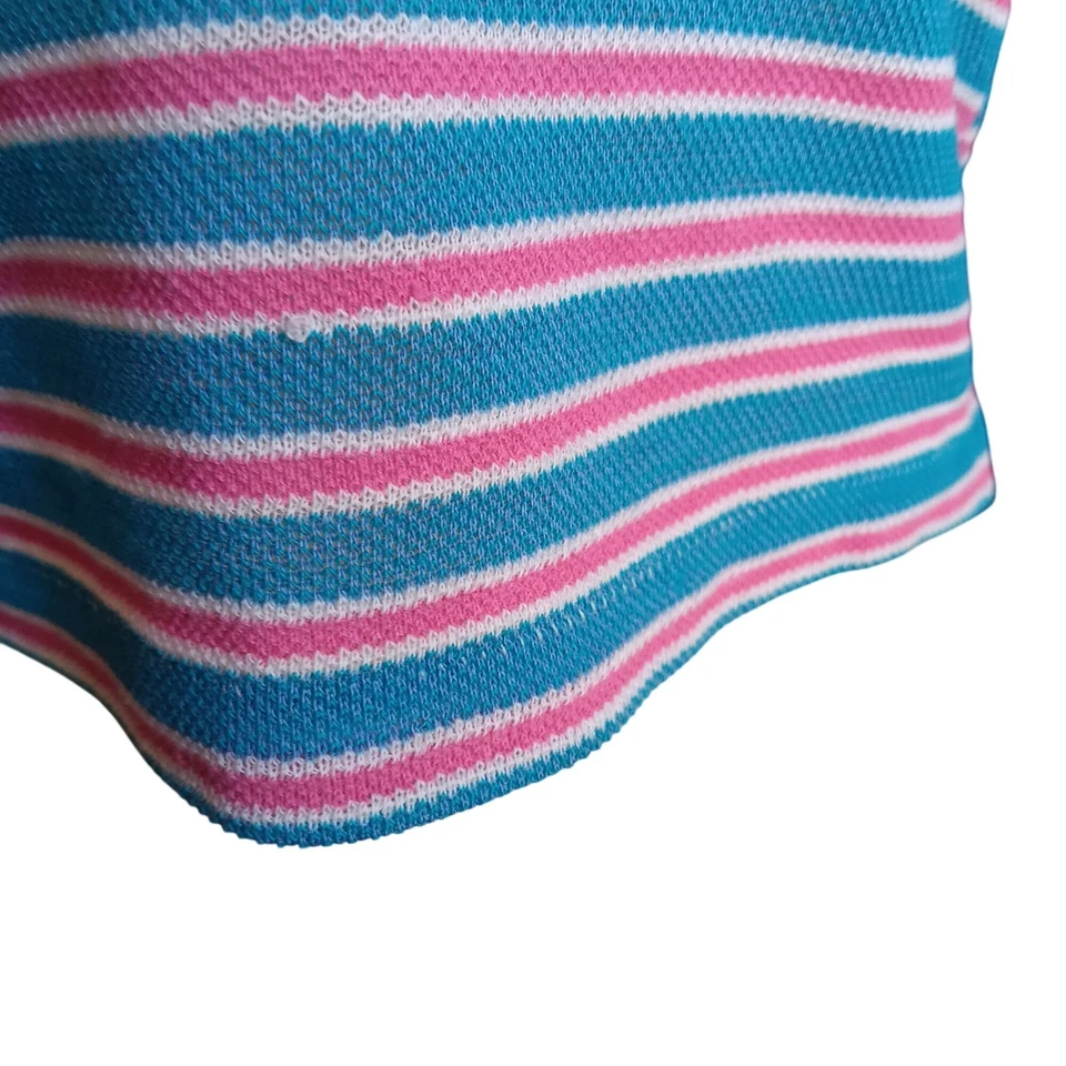 XXS Camiseta Vintage Punto Único Rayas Tejido Top Años 70 Niñas 12 Timbres Delgados Foto 4 de 4