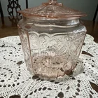 Vintage Anchor Hocking Pink Depression Mayfair/Open Rose Biscuit Jar