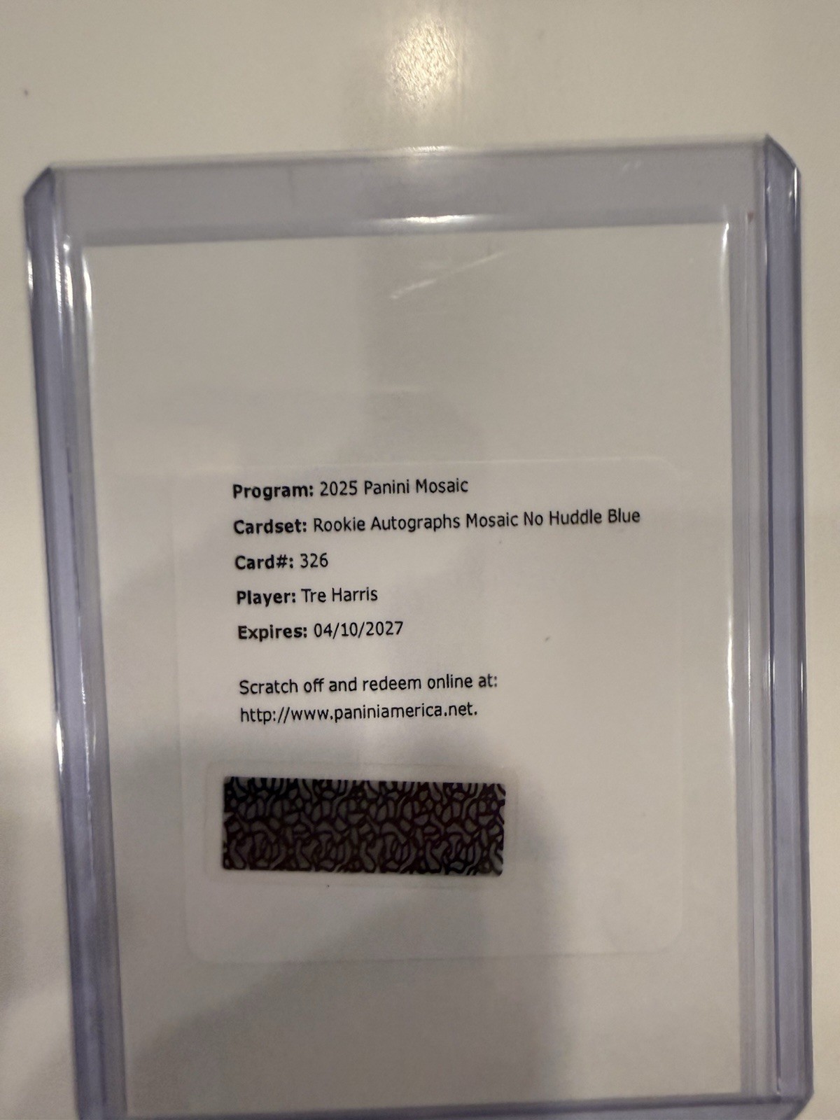 2025 Mosaic No Huddle Blue No. 326 RC Auto Tre Harris Chargers SP