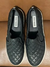 Steve Madden Women's Ecentrcq Slip-On Stylish Fashion Sneaker Black Size 11M USA