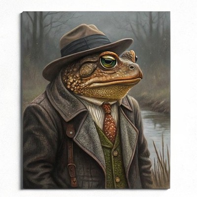 Vintage Kröte im Anzug Poster Druck Kröte Kunst Geschenk Tier Wandbild Frosch Druck (2)