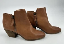 FRYE judith double zip shoes bootie block heel western leather ankle brown 7.5