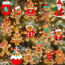 16Pcs Gingerbread Man Ornaments for Christmas Tree, Cute Gingerbread Chritmas De