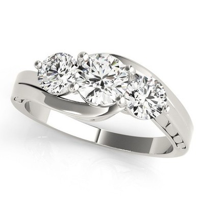 DE/VS 0,50ct bis 2,00Ct Lab Grown Runder Diamant Trilogie Verlobungsring Platin