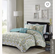 Intelligent Design Ellie Full/Queen Duvet Cover Reversible Turquoise Floral Meda