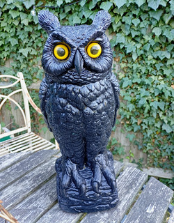 Large black Owl decoy dated 1992.