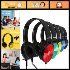 Classroom Headphones Bulk 25-Pack, Comfy On-Ear Swivel Earphones for Kids, HQ St