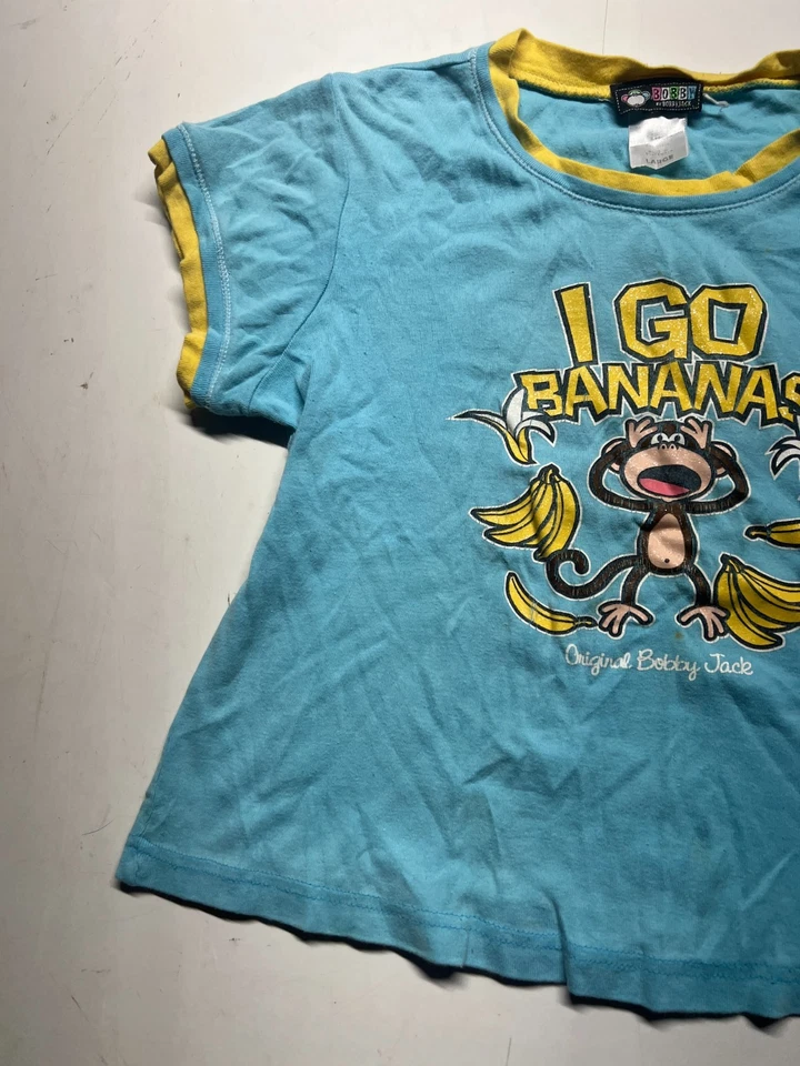 Bobby Jack I Go Banana Gráfico Camiseta Azul Timbre Camiseta Niños Niños Talla L 16x18.5 Foto 2 de 4