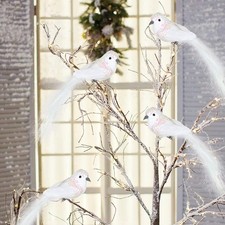 12 Pack Birds Ornaments for Christmas Tree Clip on Artificial White Dove...
