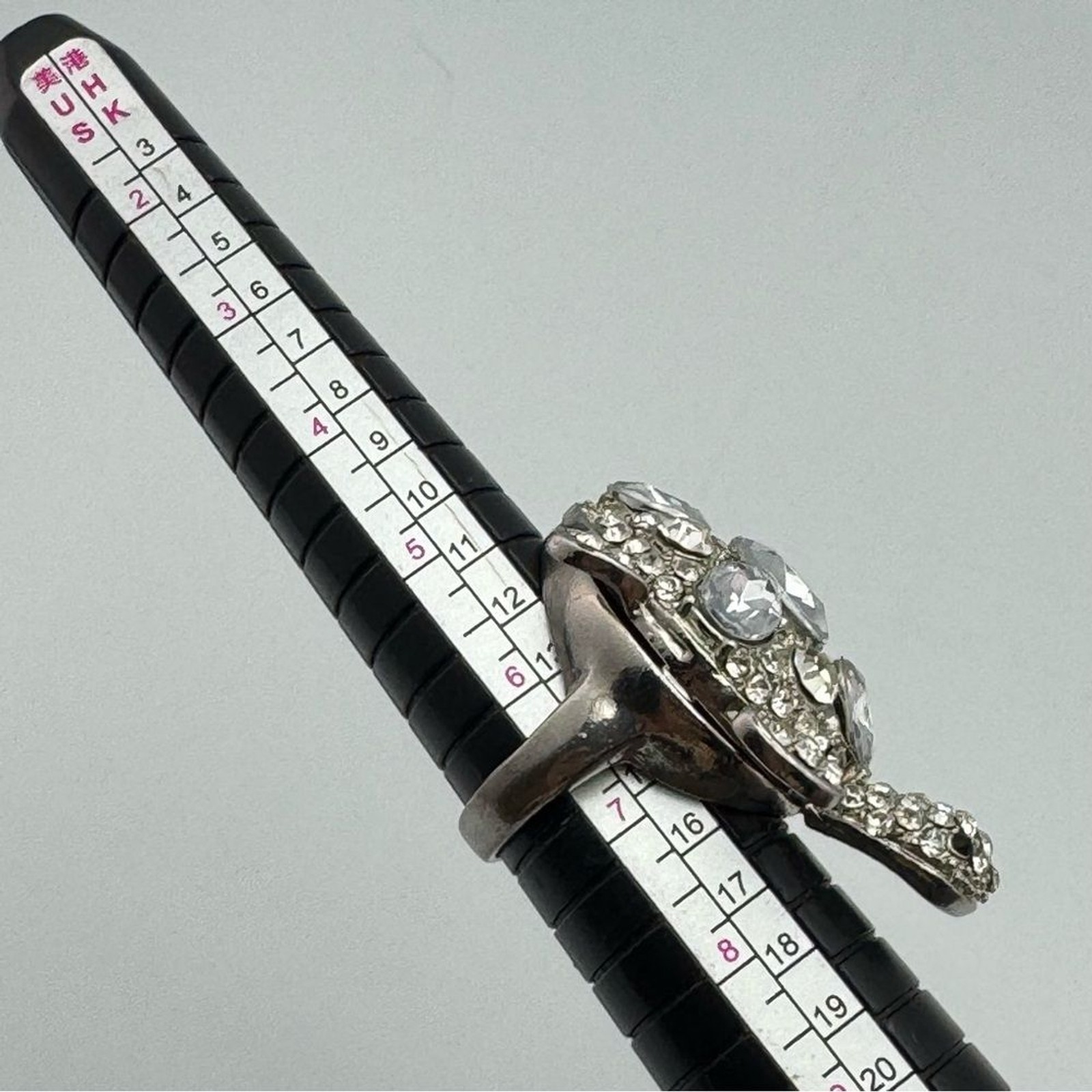 ALDO Crystal Turtle Statement Ring Silver Tone Si… - image 6