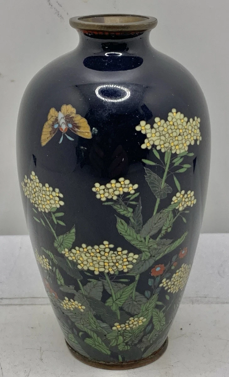 多色景泰蓝1850-1899 年日本花瓶| eBay