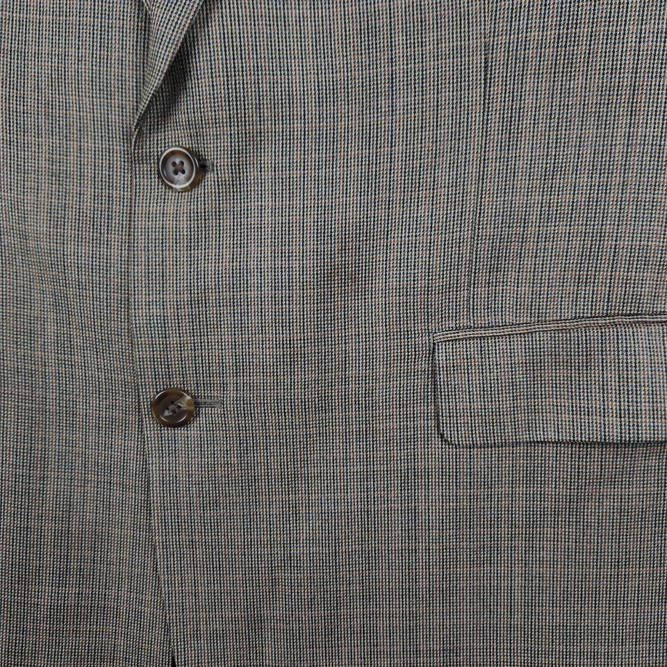 Blazer Chaps Para Hombres 46L Tostado Seda Lana Abrigo Deportivo Chaqueta a Cuadros Dos Botones Foto 2 de 4