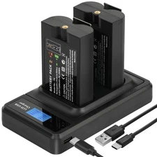 2-Pack Battery with Charger Station for Ring- Video Doorbell, 7200mAh Recharg...