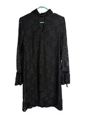 Libby Edelman Black Lace Detail Long Sleeve Dress Size Medium