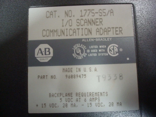 USED Allen Bradley 1775-S5/A PLC-3 I/O Scanner Communication Adapter Module - Image 3 of 3