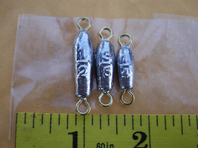 30 PCS. IN LINE TROLLING SINKER 1/2, 3/8, 1/4 OZ. 10 EA. W/BRASS WIRE ...