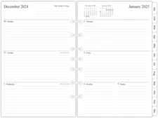 2025 Weekly & Monthly Planner Refill, 5-1/2" X 8-1/2", Runs from January 2025 to