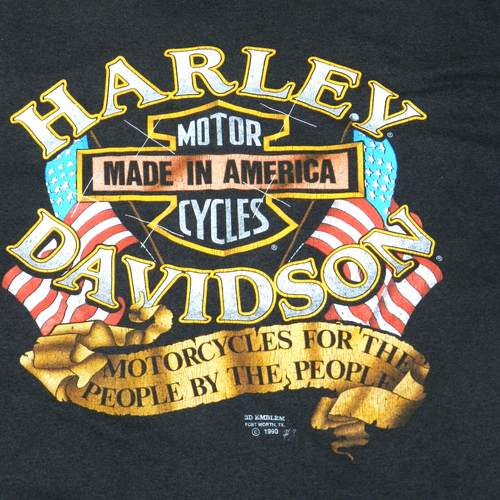 Vintage 1990 Harley Davidson Emblem 3D T-Shirt, Men's Size 3X Black - Picture 4 of 12