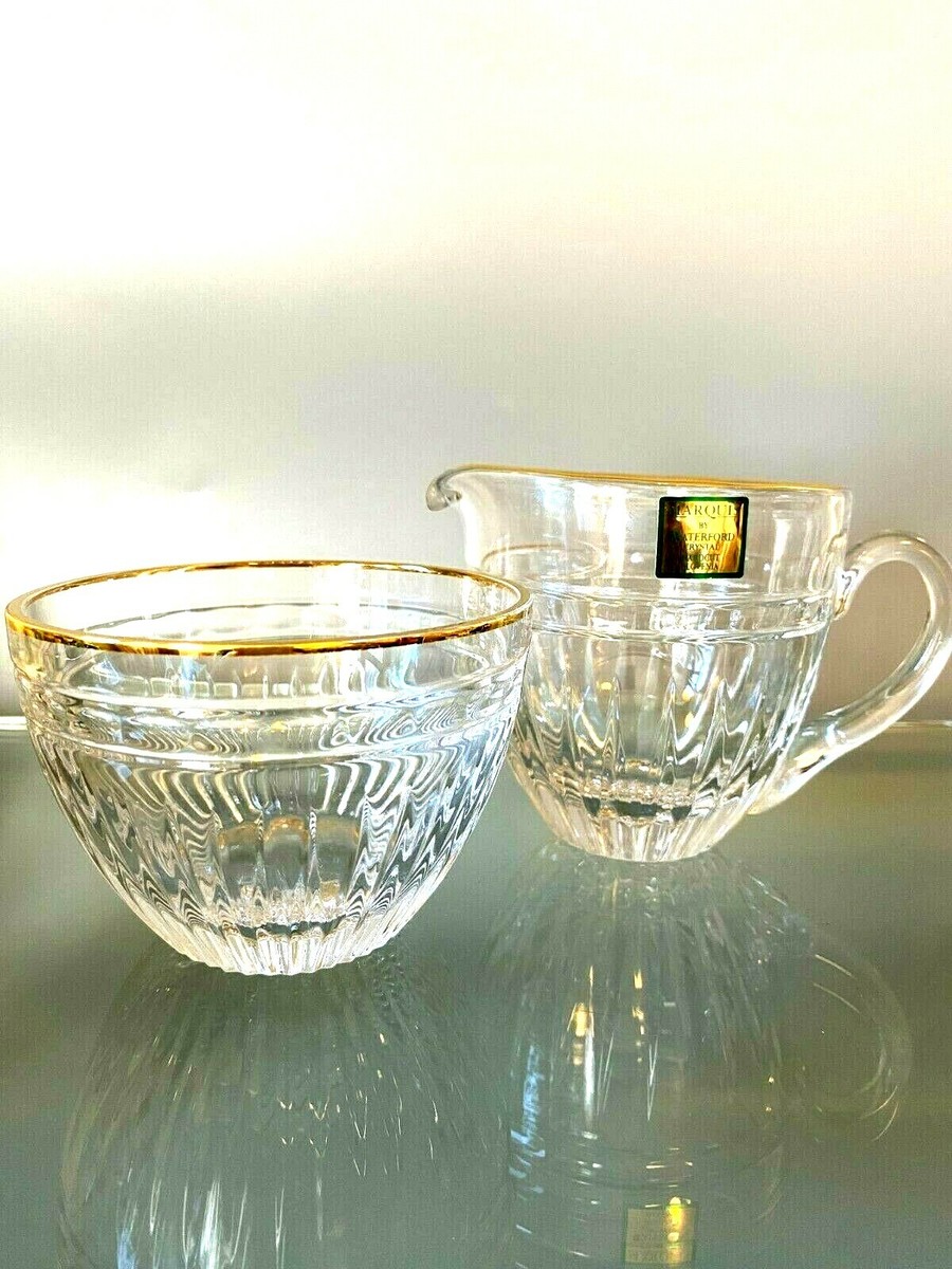 Marques by Waterford Hand cut Slovenia Gold Rim Creamer and Marques by Waterford Hand cut Slovenia Gold Rim Creamer and