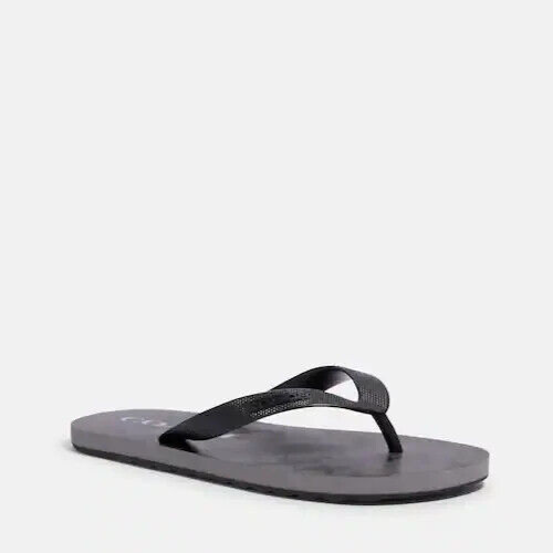 L@@K! NWT Size 11 Coach Zak Flip Flops Black & Coal Women