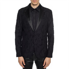 DIESEL BLACK GOLD Blazer Jacket Distressed Cotton Black Size 44 - RP £779.00
