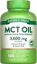 MCT Oil Capsules 3600mg  100 Softgels  Keto Formula  by Nature's Truth
