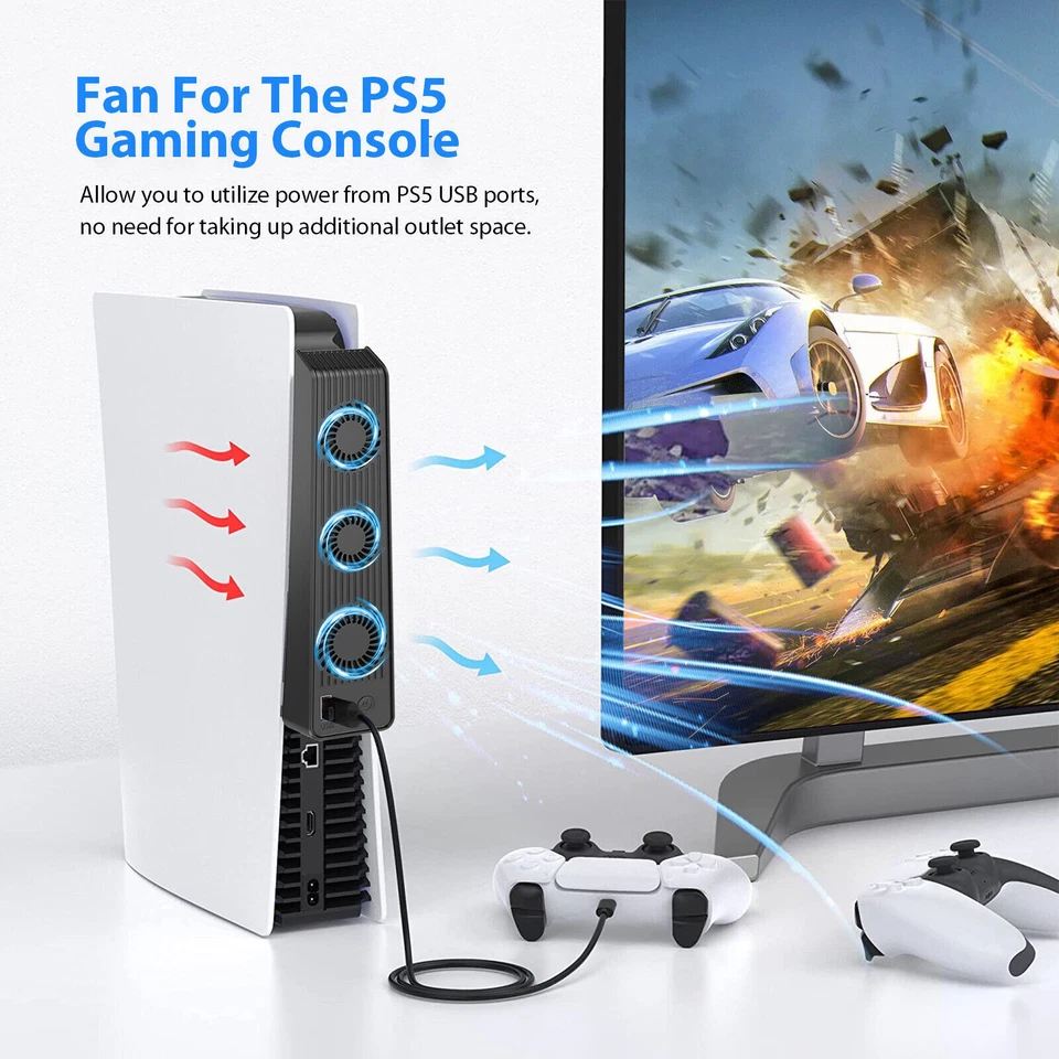 For PS5 PlayStation 5 Console Host Cooling Fan Cooler Game External Accessories - Image 3 of 4