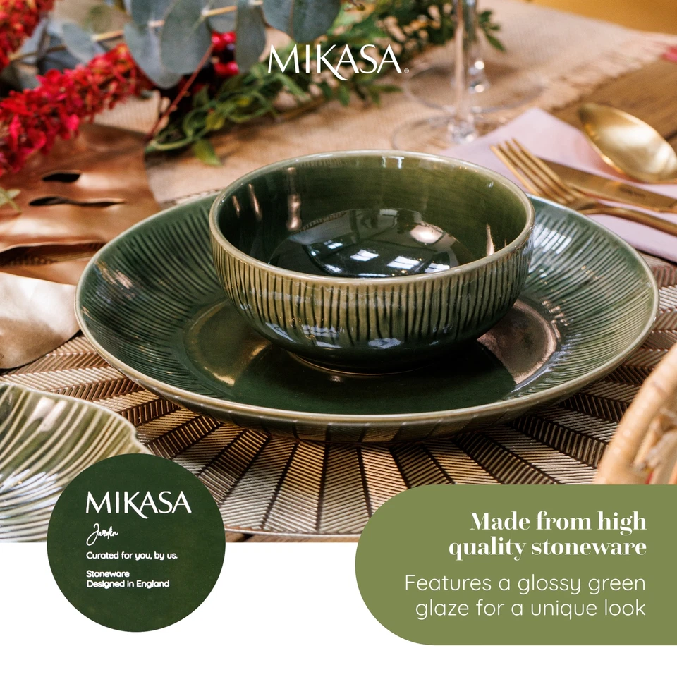 Mikasa Jardin Stoneware Dinner Plates Set Of 4 27cm Green - Image 4 of 4