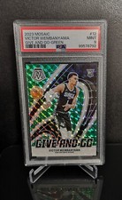PSA 9 🔥 VICTOR WEMBANYAMA RC 2023-24 Panini Mosaic Give and Go Green Prizm SP