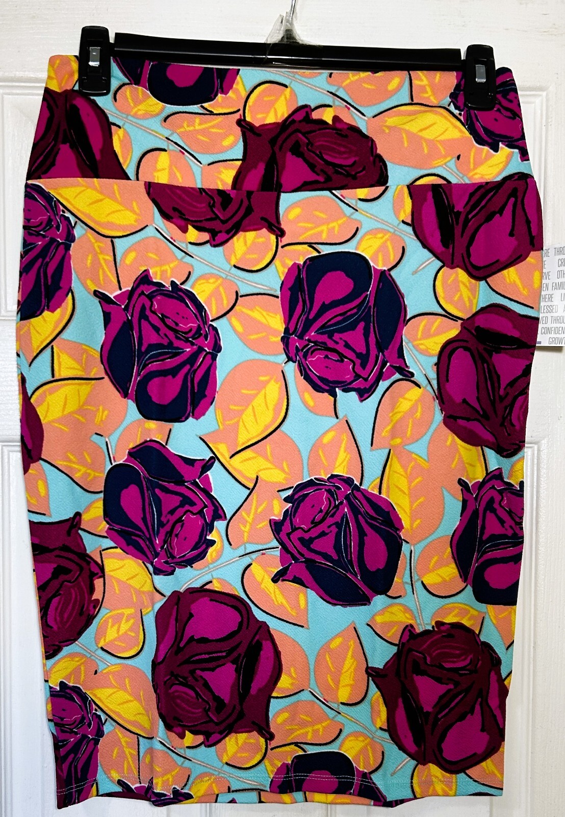 LuLaRoe women Pencil Skirt Size Large Knee Length Pull On Floral stretch New