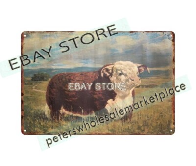 HEREFORD bull cow cattle farm livestock metal tin sign office wall art decor