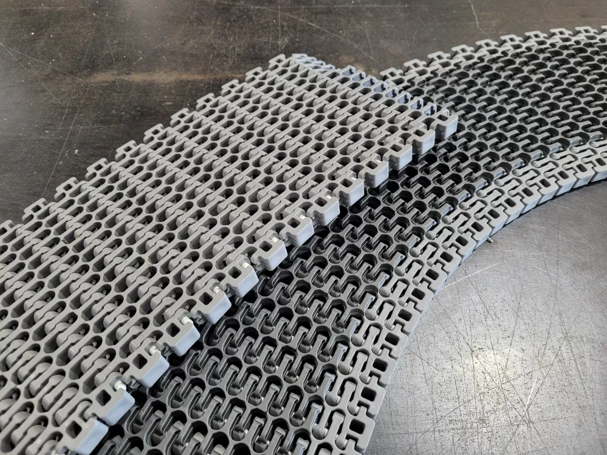 Intralox 2400 Series Grey polypropylene Conveyor Belt Friction Top