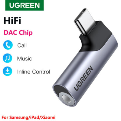 Ugreen Right Angle USB C to Jack Aux Headphones Audio DAC