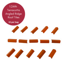 Dolls House 1:24th Scale 15 x Miniature Angled Ridge Roof Tiles Terracotta