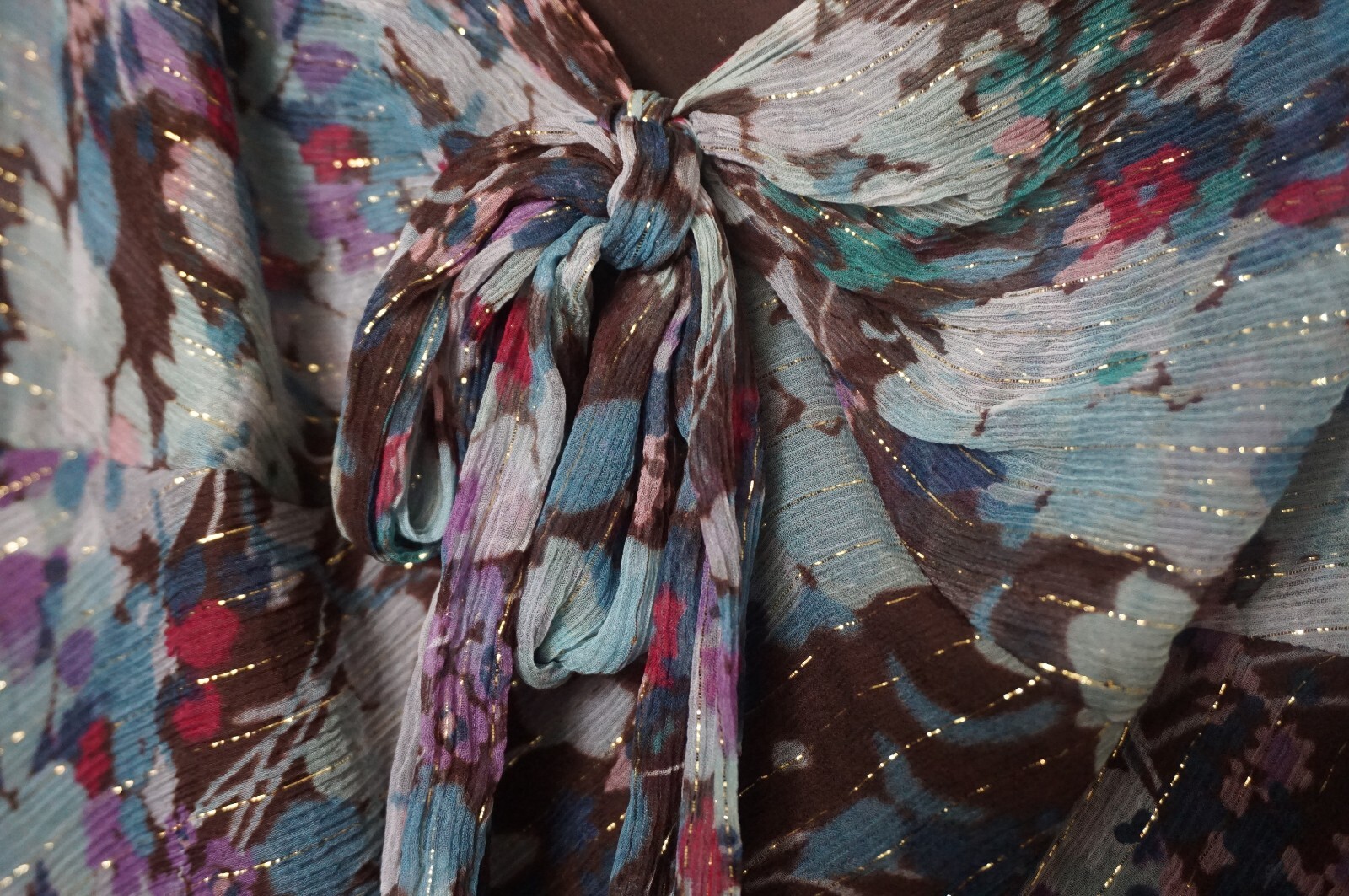 NEXT vintage blue floral gold thread chiffon hippie boho festival cami top 18 image 4