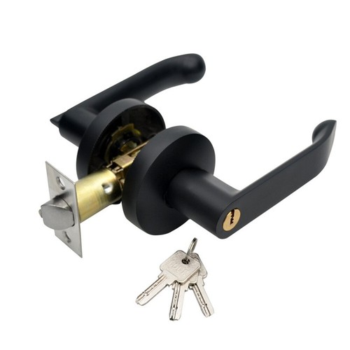 Interior Door Handles Lever Black Silver Privacy Door Lock Set Round/Square Base - Picture 13 of 17