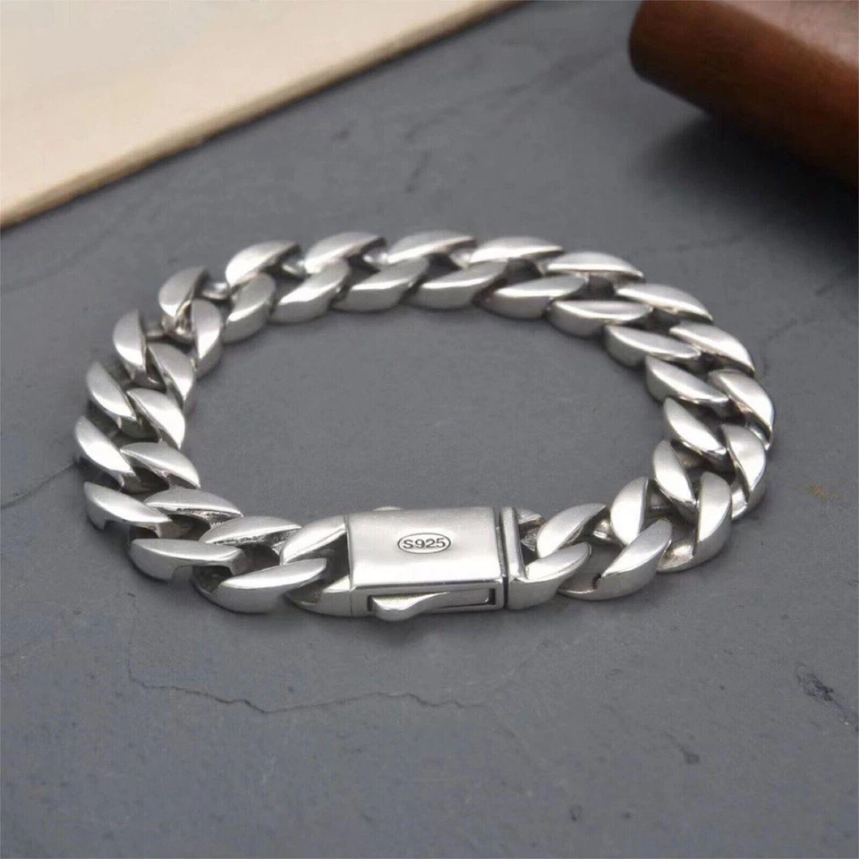 Solid 925 Sterling Silver Chain Men 13mm Cuban Curb Link Bracelet 51g/7.8inch - Image 3 of 4