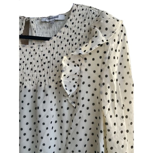 NWT Madewell Georgette Smocked Ruffle Dress Polka Dot Sz Medium - Boho Chic - Picture 5 of 6