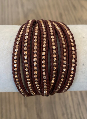 NWT Chan Luu Rose Gold Nugget Multi Strand Single Wrap Dk