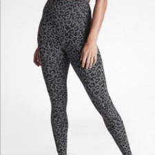 ATHLETA Women s Anthracite Gray Leopard Ultra High Rise Elation Tight Legging Si
