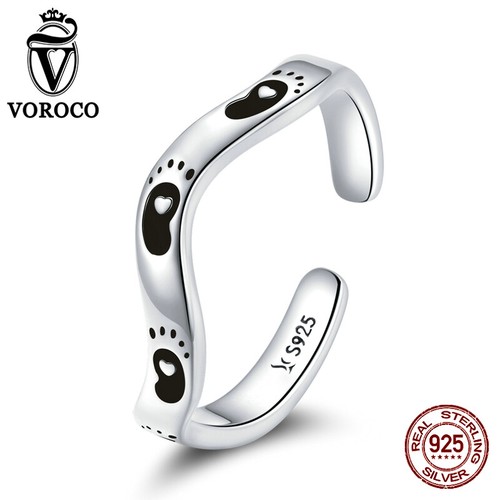 VOROCO 925 Sterling Silver DIY Adjustable Rings Open CZ Styles Cute Simple Rings - Picture 51 of 336