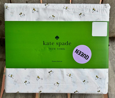 Kate Spade BEES BUMBLE BEES Sheet Set -  Queen Size (crisp cool cotton percale)