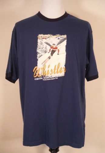 Whistler Mondette Resort Kanada Vintage Mann Skifahren blau T-Shirt Herren Größe Large - Bild 2 von 7