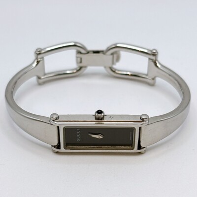 GUCCI 1500L stainless Silver Ladies Watch Black working From