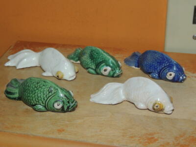 CHOICE of Mud Koi Fish Carp 3.25" marked blue green white Mudman Bonsai  Garden | eBay