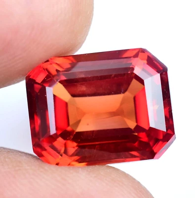 Natürlich Rot Orange Saphir 15.85 Karat Smaragd Umwerfend Zertifiziert Lose - Bild 1 von 4
